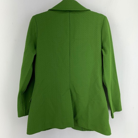 Koret of California Vintage 70s Kelly Green Chevron Knit Blazer Jacket Small - Picture 5 of 7